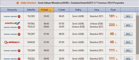Istanbul izmir uçak biletleri